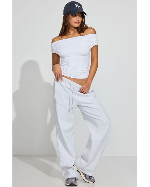 Garage White Smooth Off Shoulder T-Shirt