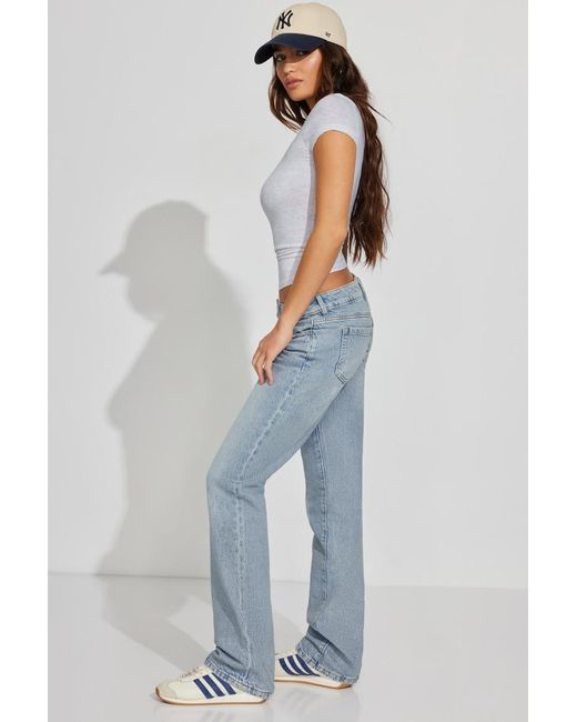 Garage Blue Ultra Low Rise Straight Jeans