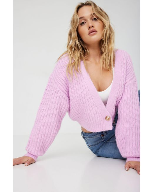 Garage Pink Long Sleeve One Button Cardigan