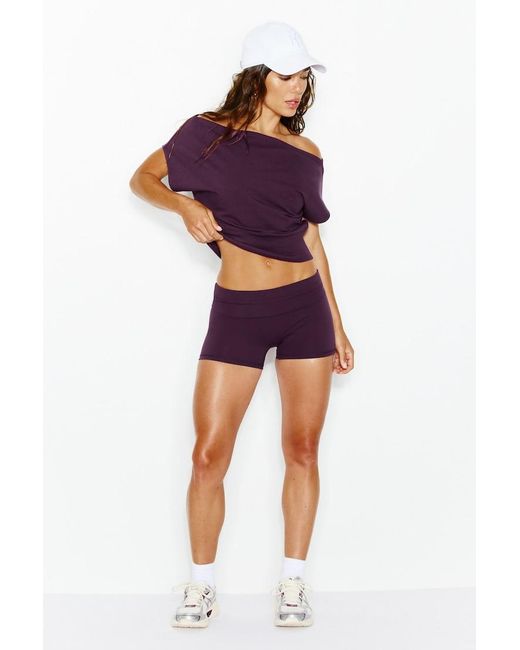 Garage Purple Stretchterry Off Shoulder Top