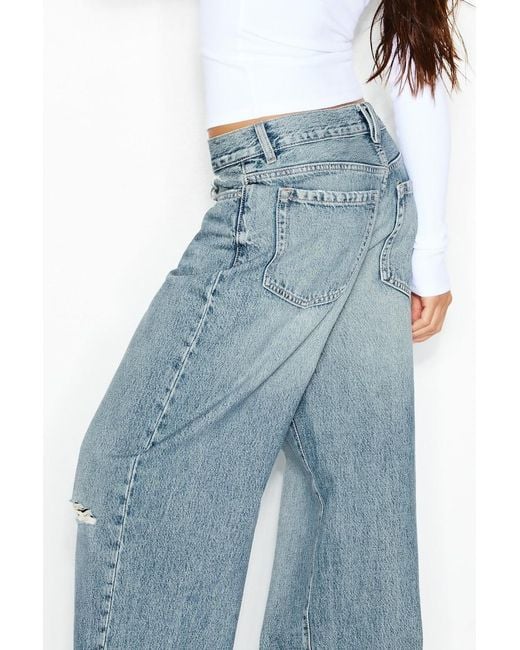 Garage Blue Low Rise Baggy Jeans