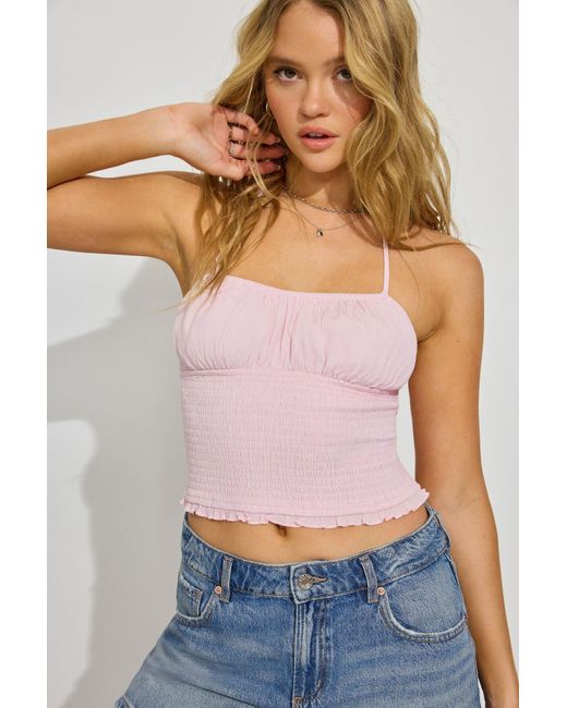 Garage Gray Samantha Smocked Halter Top