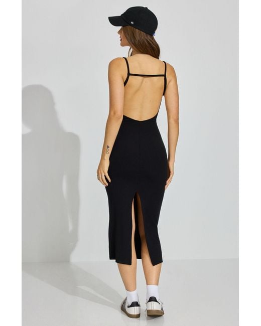 Garage Black V Neck Open Back Maxi Dress