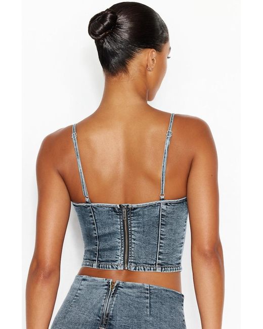 Garage Blue Denim Bustier Top