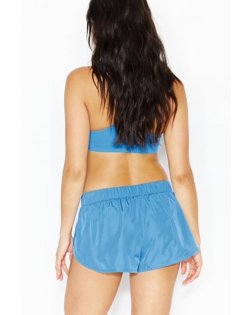 Garage Blue Nylon Running Shorts