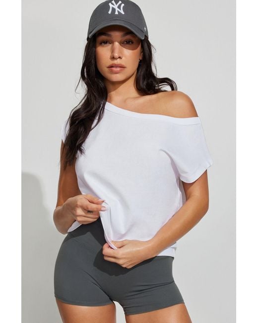 Garage White Wide Asymmetric T-Shirt