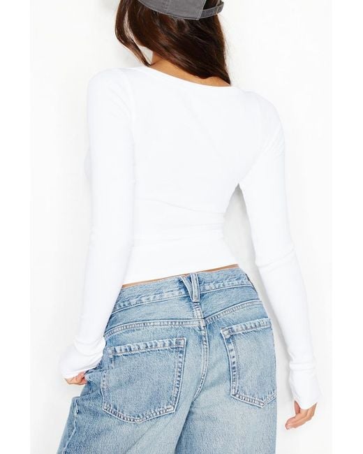 Garage White Snatchrib Crossover Longsleeve Top