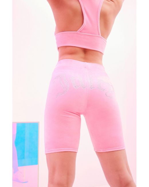 Garage Pink Juicy Couture Big Bling Velour Biker Shorts