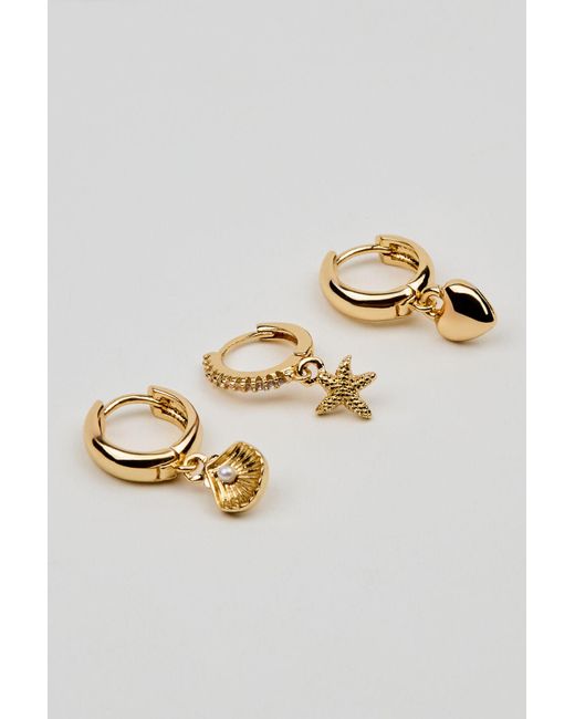 Garage Natural 3 Pack It's A Catch Hoop Earrings