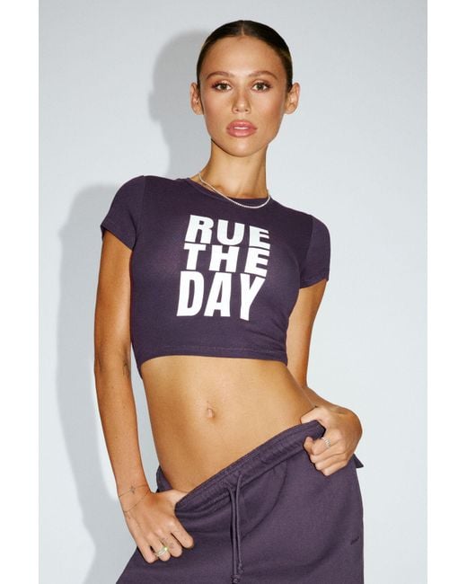 Garage Blue Cropped Crewneck T-Shirt