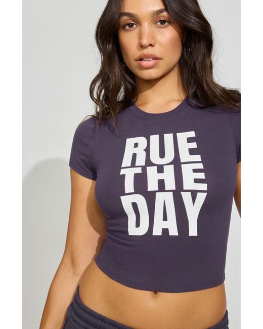 Garage Blue Cropped Crewneck T-Shirt