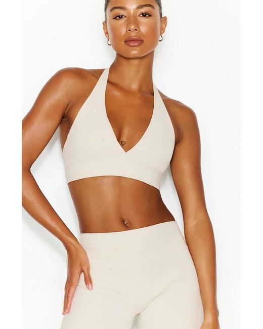 Garage White Active Plunge Halter Bra