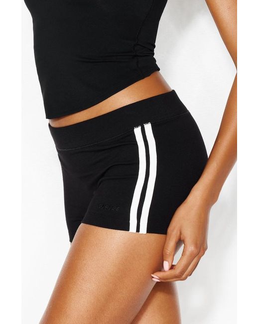 Garage Black Stretchterry Striped Micro Shorts