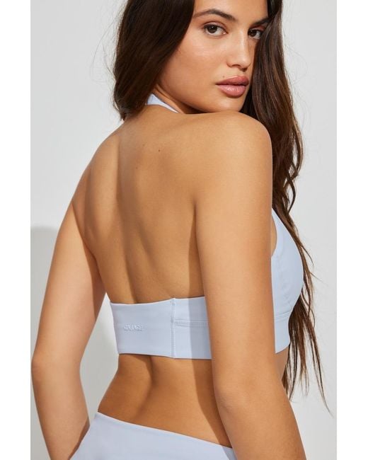 Garage Blue Active Plunge Halter Bra