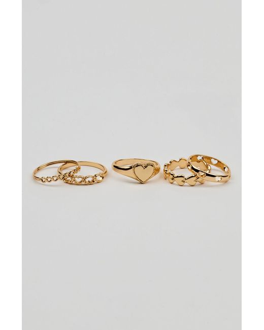 Garage Metallic Set Of 5 Allover Hearts Rings