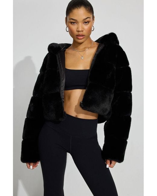 Garage Black Faux-Fur Puffer Jacket