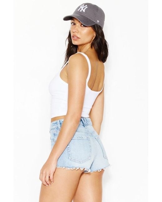 Garage White High Rise Cheeky Denim Shorts