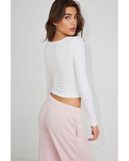 Garage White Pamela Long Sleeve Scoop Neck Top