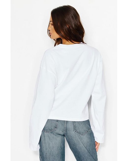Garage White Fluid Long Sleeve Crewneck