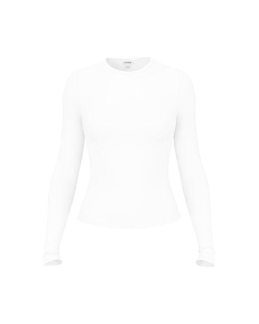 Garage White Baretouch Crewneck Long Sleeve Top
