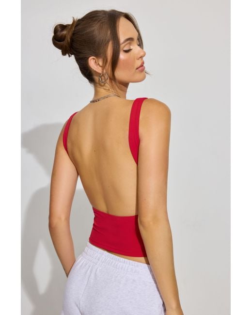 Garage Red Open Back Tank Top