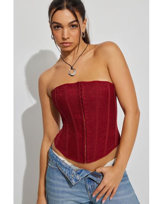 Garage Giselle Strapless Lace Corset in Red | Lyst Canada