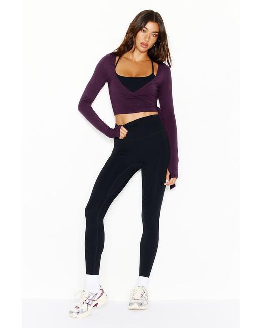 Garage Purple Smooth Long Sleeve Wrap Top