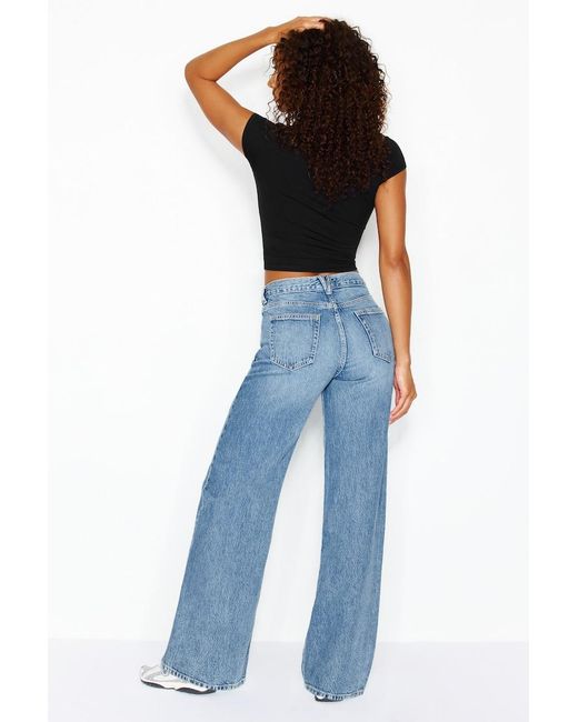 Garage Blue High Rise Wide Leg Jeans