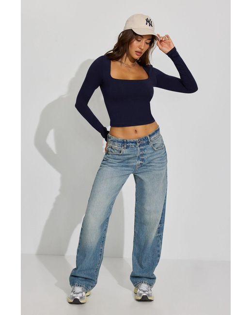 Garage Blue Addison Square Neck Top