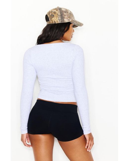Garage Blue Snatchrib Scoop Neck Longsleeve Top