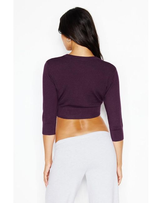 Garage Purple Ultra Cropped Cardigan Long Sleeve Top