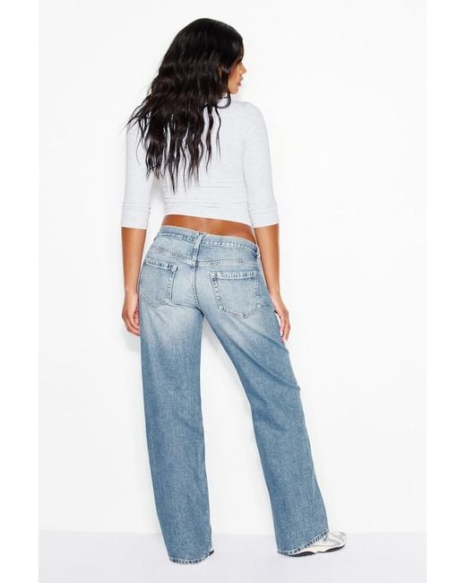 Garage Blue Low Rise Straight Jeans