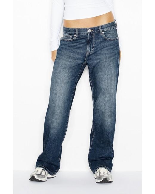 Garage Blue Low Rise Straight Jeans