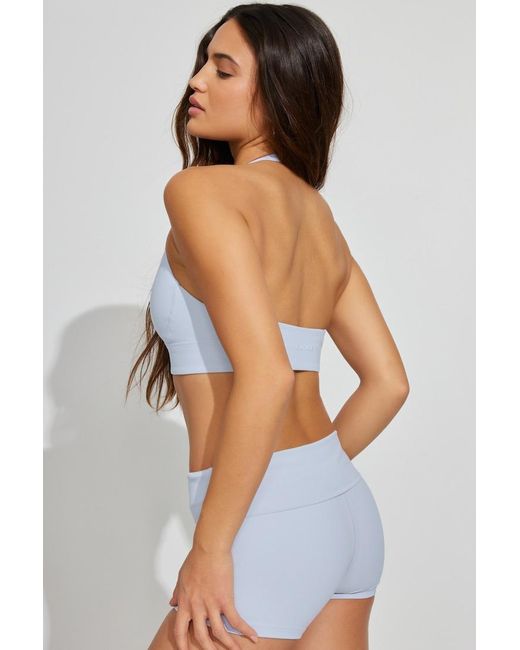 Garage Blue Active Plunge Halter Bra