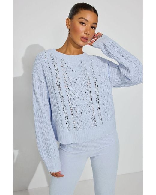 Garage Blue Chenille Oversized Sweater