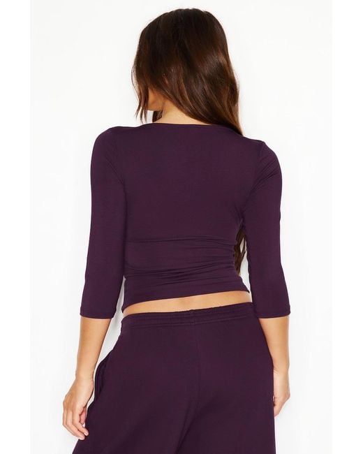 Garage Purple Plunge 3/4 Sleeve Top