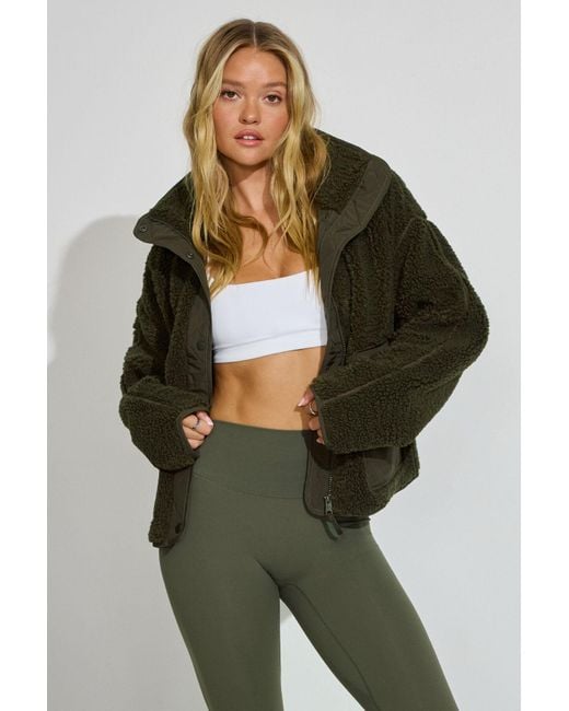 Garage Green Sherpa Mixed Media Jacket