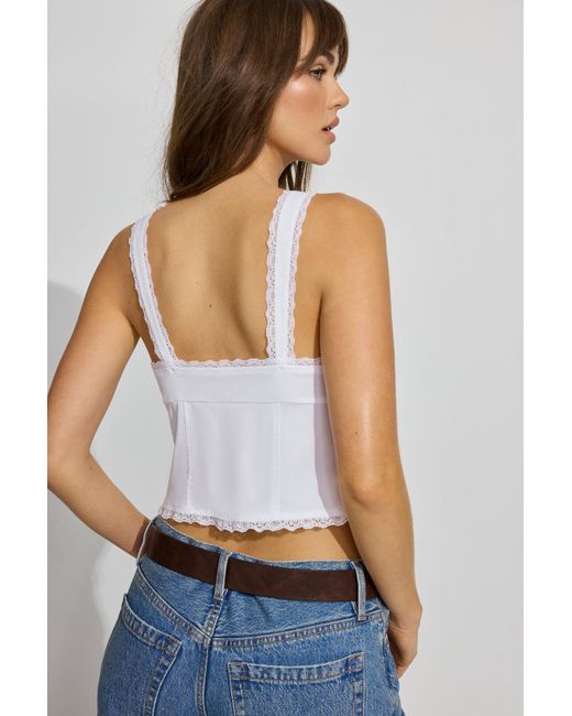 Garage Blue Lace Trim Flyaway Cami Top