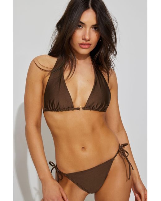 Garage Brown Halter Bikini Top