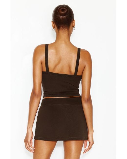Garage Brown Open Neck Ribbed Cami Top