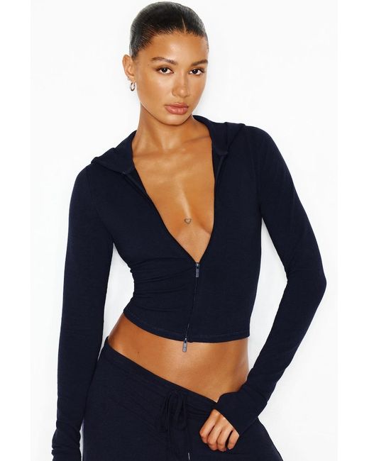 Garage Blue Stretchterry Hooded Zip Up