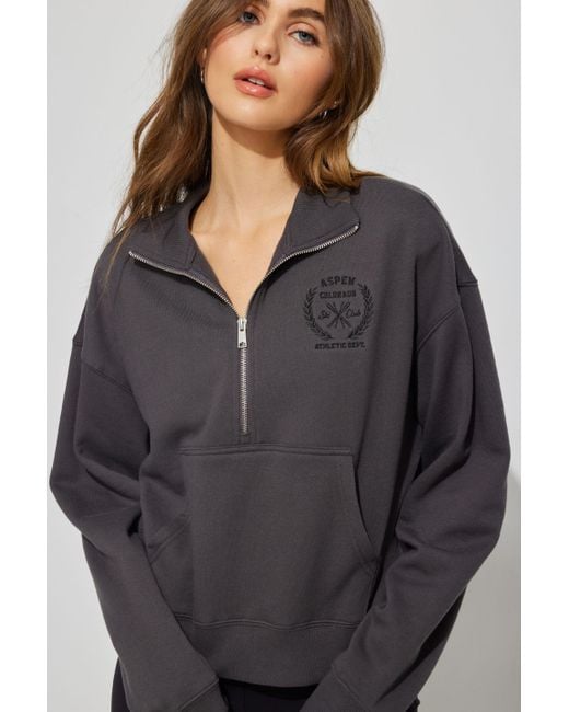 Garage Gray Mock Neck Half Zip Sweatshirt