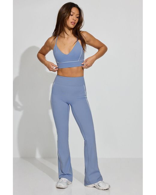Garage Blue Softactive Flare Leggings With Piping