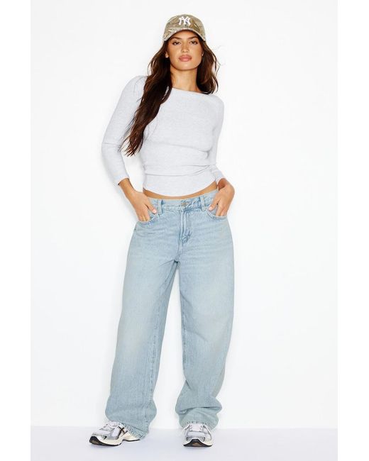 Garage White Snatchrib 3/4 Sleeve Top