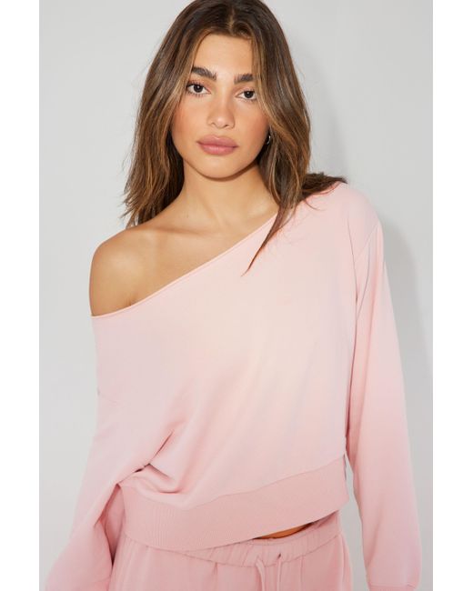 Garage Pink Off Shoulder Sweatshirt