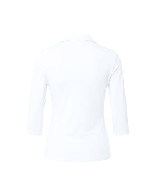 Garage White Sleek 3/4 Sleeve Polo Top