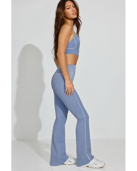 Garage Blue Softactive Flare Leggings With Piping