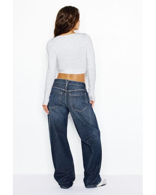 Garage Blue Low Rise Baggy Jeans