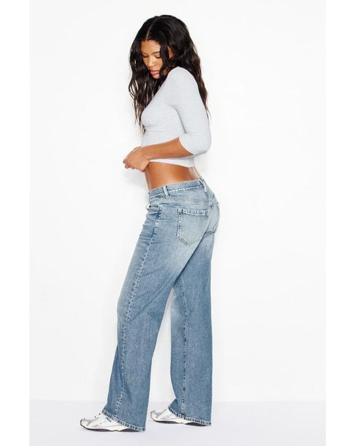 Garage Blue Low Rise Straight Jeans