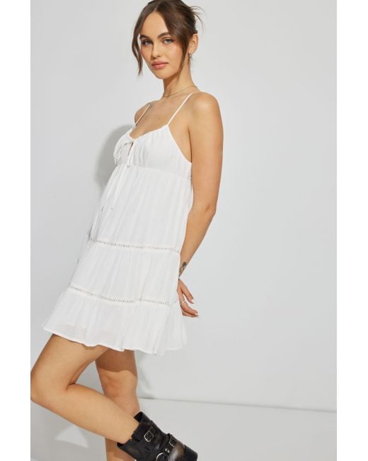 Garage White Kiara Babydoll Mini Dress